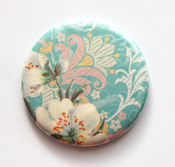 Blumen Taschenspiegel in Türkis, Floraler Spiegel Für Geldbörse | 3484 von Etsy - KellysMagnets