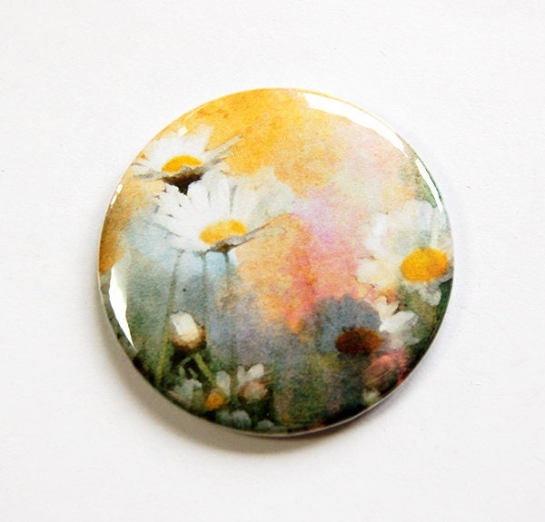 Blumenspiegel, Taschenspiegel, Floraler Spiegel, Geldbörsenspiegel, Glasspiegel, Spiegel Für Geldbörse, Gelb, Gänseblümchen, Geschenk Sie | 4664 von Etsy - KellysMagnets