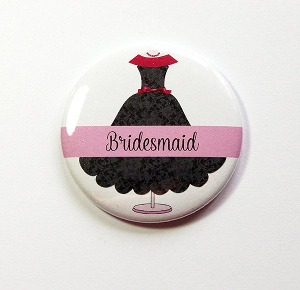 Brautjungfernspiegel, Personalisierter Taschenspiegel, Benutzerdefinierter Brautjungferngeschenk, Schwarz, Rosa | 4981 von Etsy - KellysMagnets