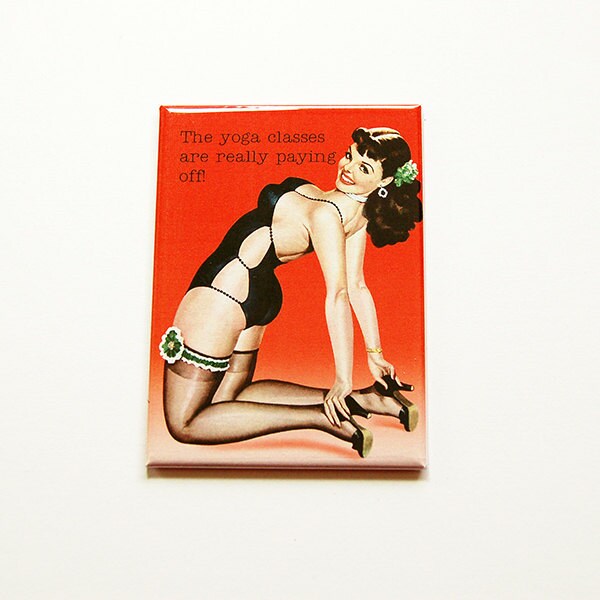 Lustiger Spiegel, Großer Taschenspiegel, Rechteckiger Geschenk Für Sie, Yoga-Klassen Wirklich Zahlend, Orange, Frech, Lustiges Geschenk, Yoga | 5866 von Etsy - KellysMagnets