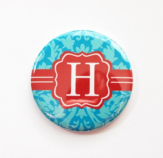 Monogramm Taschenspiegel, Geldbörsenspiegel, Monogrammspiegel, Monogramm, Duschbevorzugung, Brautjungferngeschenk, Spiegel, Geschenk Für Sie, Blau von Etsy - KellysMagnets