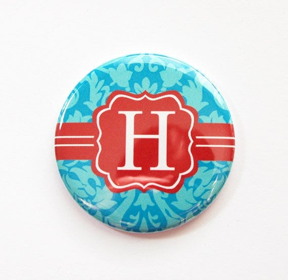 Monogramm Taschenspiegel, Geldbörsenspiegel, Monogrammspiegel, Monogramm, Duschbevorzugung, Brautjungferngeschenk, Spiegel, Geschenk Für Sie, Blau von Etsy - KellysMagnets