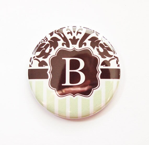 Monogramm Taschenspiegel, Monogramm, Duschbevorzugung, Brautjungferngeschenk, Spiegel, Geldbörsenspiegel, Monogrammspiegel, Braun, Mintgrün | 3517 von Etsy - KellysMagnets