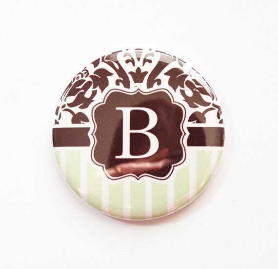 Monogramm Taschenspiegel, Monogramm, Duschbevorzugung, Brautjungferngeschenk, Spiegel, Geldbörsenspiegel, Monogrammspiegel, Braun, Mintgrün | 3517 von Etsy - KellysMagnets