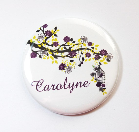 Personalisierter Taschenspiegel, Personalisierter Lila, Brautjungferngeschenk, Spiegel, Geldbörsenspiegel, Brautpartybevorzugung | 3623 von Etsy - KellysMagnets