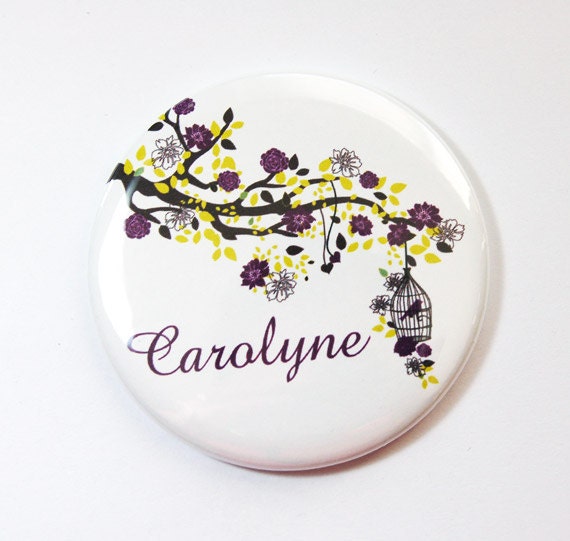 Personalisierter Taschenspiegel, Personalisierter Lila, Brautjungferngeschenk, Spiegel, Geldbörsenspiegel, Brautpartybevorzugung | 3623 von Etsy - KellysMagnets