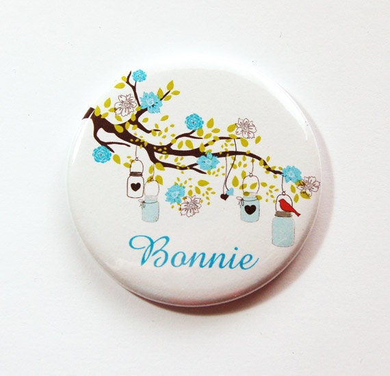 Personalisierter Taschenspiegel, Spiegel, Benutzerdefinierte Brautjungferngeschenk, Geldbörsenspiegel, Brautpartybevorzugung, Blau | 3464 von Etsy - KellysMagnets