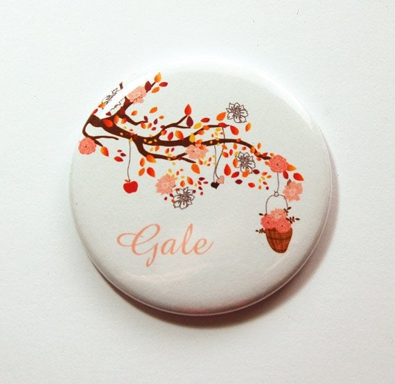 Personalisierter Taschenspiegel, Spiegel, Geldbeutelspiegel, Personalisierter Brautjungfer Geschenk, Brautdusche Gastgeschenk, Orange | 3466 von Etsy - KellysMagnets