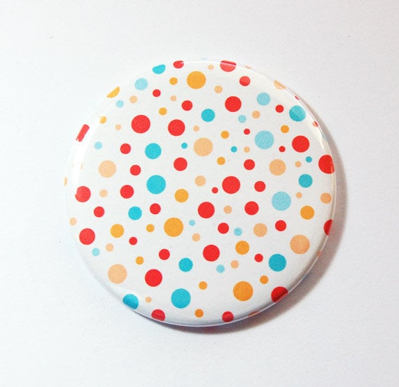 Punkte Taschenspiegel, Spiegel, Geldbörsenspiegel, Geschenk Für Sie, Polka Dots, Leuchtende Farben, Pink, Blau, Gelb | 3607 von Etsy - KellysMagnets