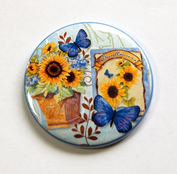 Sonnenblumen Spiegel, Taschenspiegel, Floraler Glasspiegel, Spiegel Für Geldbörse, Sonnenblume, Geschenk Sie | 4666 von Etsy - KellysMagnets