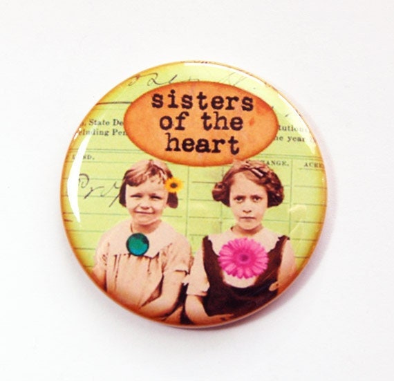 Taschenspiegel, Schwestern Des Herzens, Geschenk Für Beste Freundin, Grün, Retro, Wie Eine Schwester | 3639 von Etsy - KellysMagnets