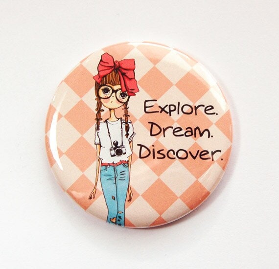 Taschenspiegel, Spiegel, Geldbörsenspiegel, Erkunden, Träumen, Entdecken, Geschenk Für Sie, Orange, Mädchen, Fotograf | 3570 von Etsy - KellysMagnets