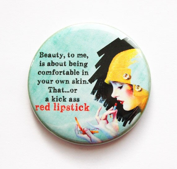 Taschenspiegel, Spiegel, Lustiger Humor, Beauty, Geldbörsenspiegel, Spruch, Freche Frauen, Roter Lippenstift, Retro | 3478 von Etsy - KellysMagnets
