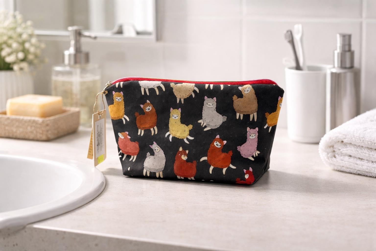 Kosmetiktasche/Kosmetiktäschchen/ Kosmetikbeutel/ Waschebeutel/ Kulturtasche/ Schwarz Mit Alpakas Kosmetiktasche/Kosmetiktäschchen/ Kosmetikbeutel/ Waschebeutel/ Kulturtasche/ Schwarz Mit Alpakas von Etsy - KevoryDesign