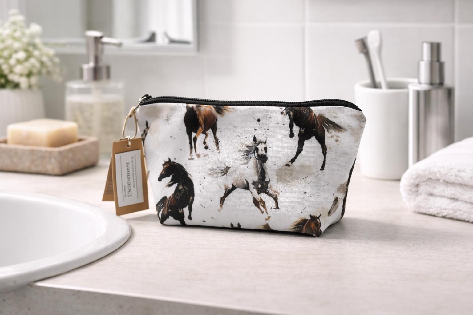 Kosmetiktasche/Kosmetiktäschchen/ Kosmetikbeutel/ Waschebeutel/ Kulturtasche/ Weiß Mit Pferden Kosmetiktasche/Kosmetiktäschchen/ Kosmetikbeutel/ Waschebeutel/ Kulturtasche/ Weiß Mit Pferden von Etsy - KevoryDesign