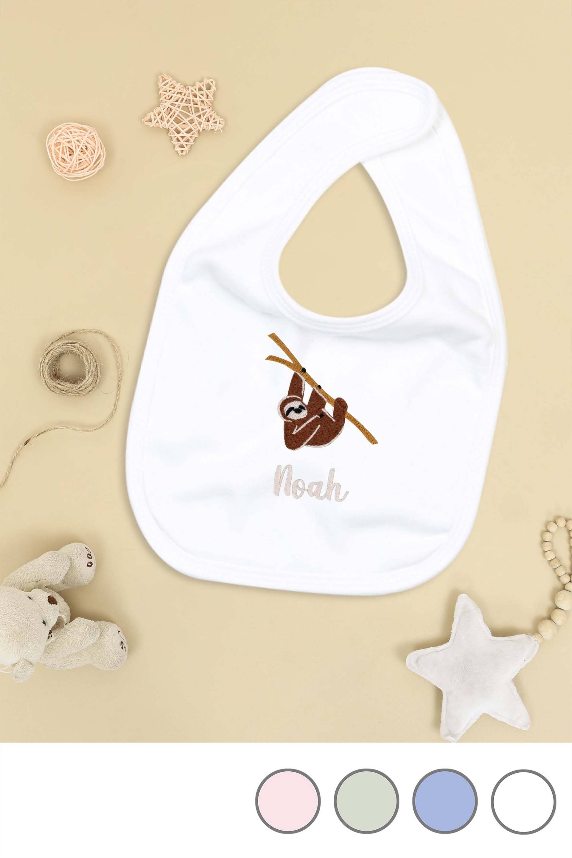 Lätzchen Für Babys Aus Bio-Baumwolle Bestickt Mit Faultier Und Wunschtext Lätzchen Für Babys Aus Bio-Baumwolle Bestickt Mit Faultier Und Wunschtext von Etsy - KiddiezDE