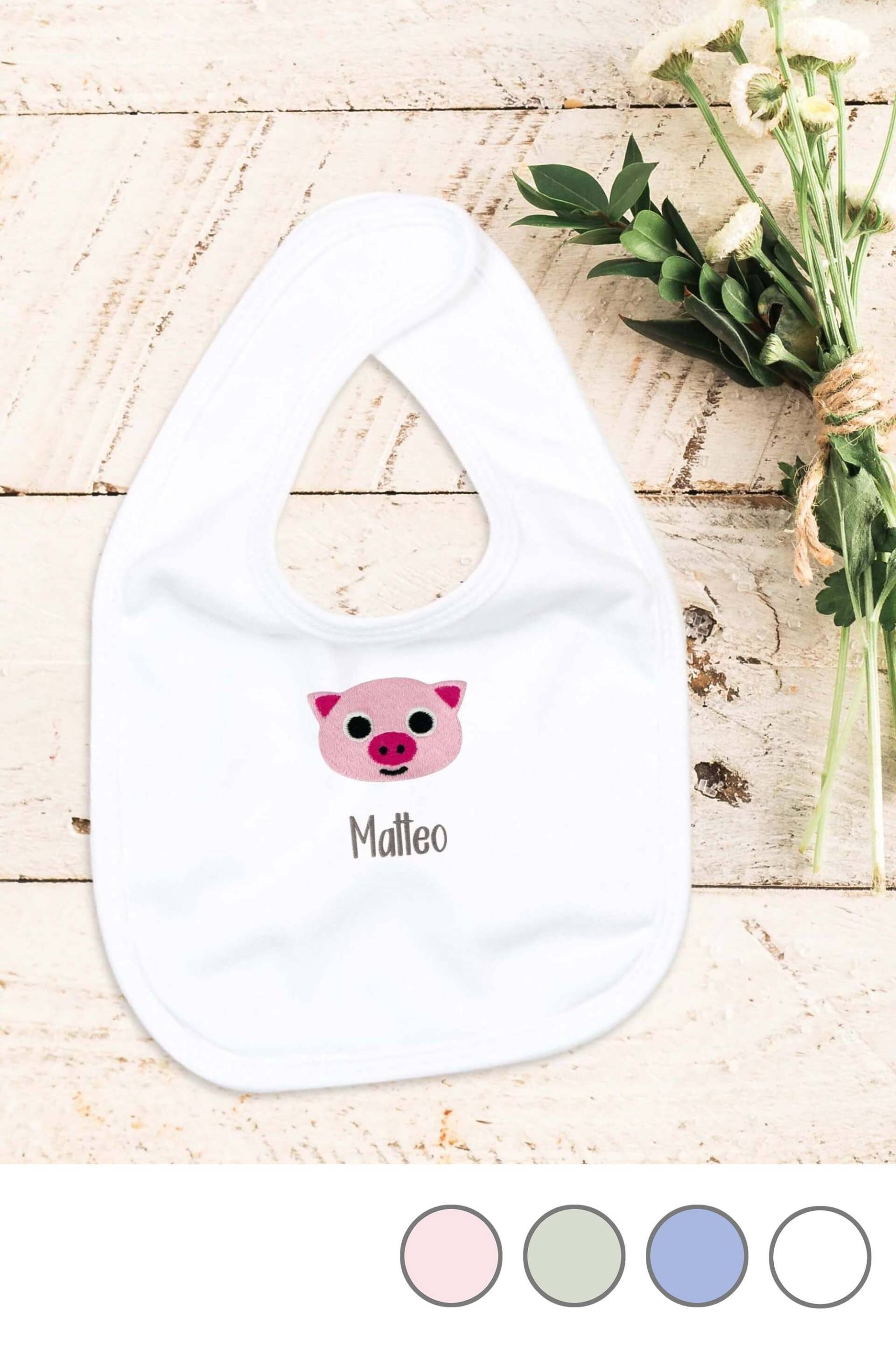 Lätzchen Für Babys Aus Bio-Baumwolle Bestickt Mit Schweinchen Und Wunschtext Lätzchen Für Babys Aus Bio-Baumwolle Bestickt Mit Schweinchen Und Wunschtext von Etsy - KiddiezDE