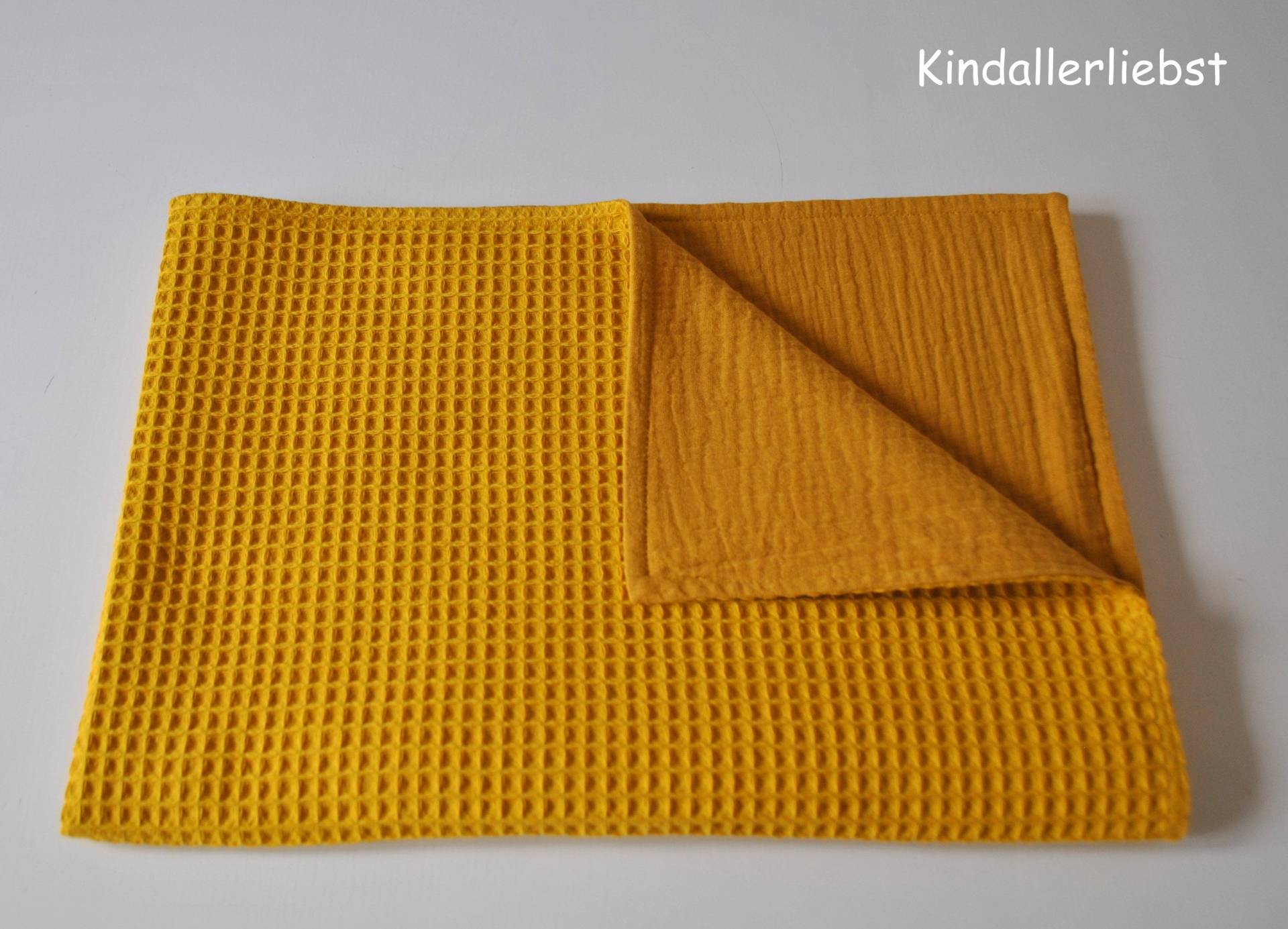 Babydecke Kuscheldecke Waffelpique Musselin Ocker von Etsy - Kindallerliebst