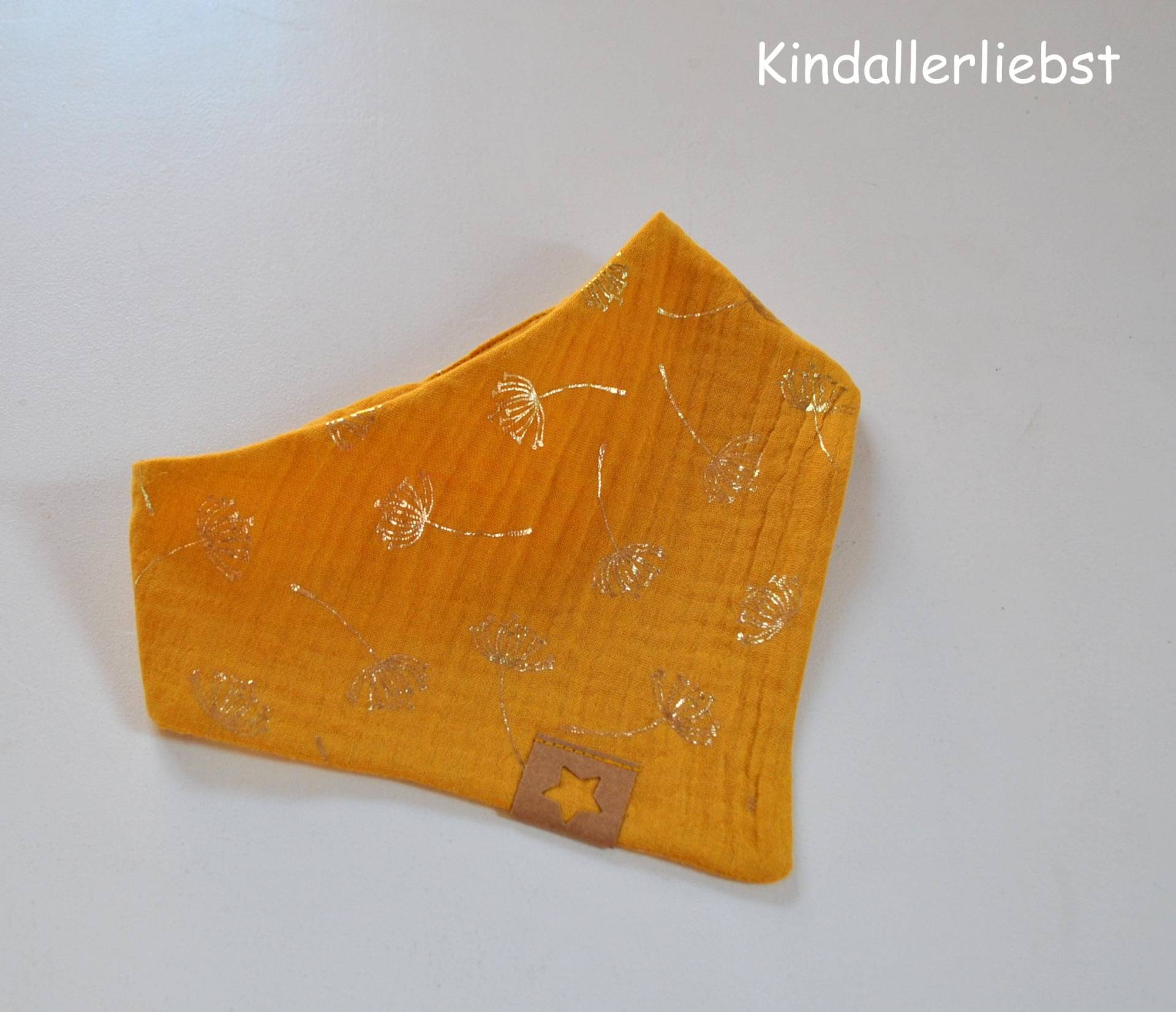 Musselin Baby Halstuch, Senfgelb Mit Pusteblumen von Etsy - Kindallerliebst
