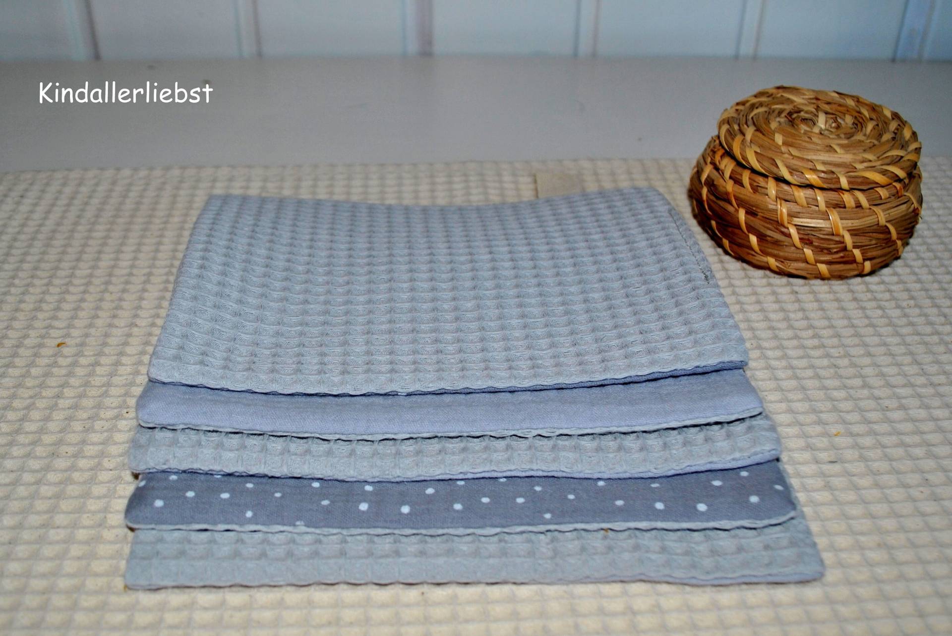 Waschlappen-Set 5-Teilig/Waffelpique/Musselin/100% Baumwolle/ Grau von Etsy - Kindallerliebst