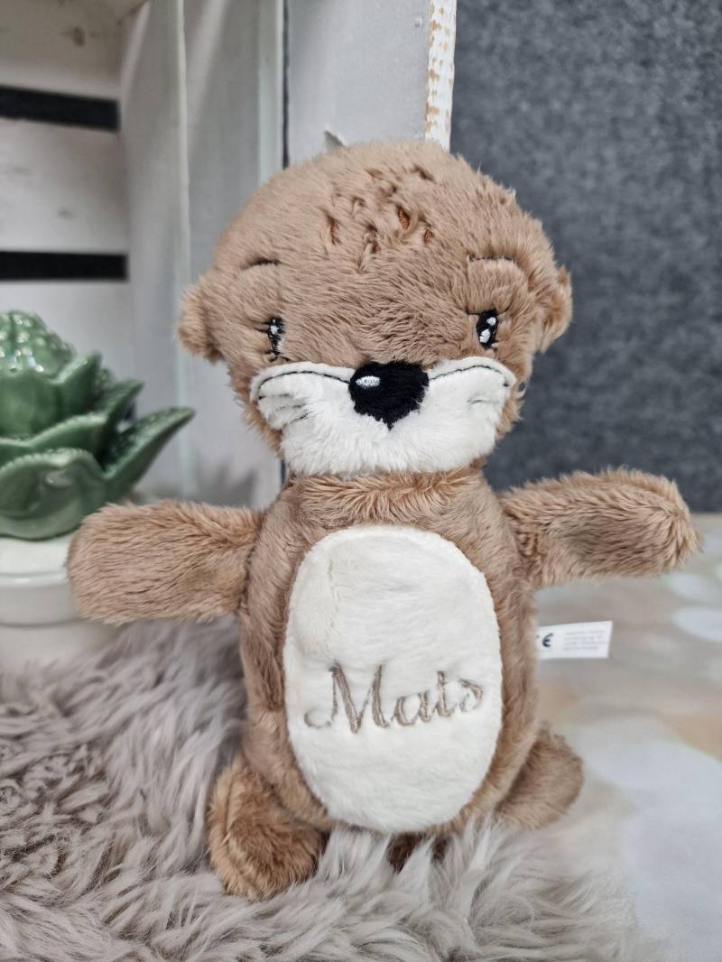 Kleiner Otter, Kuschelotter, Boho, 19x16 cm, Kuschelkissen, Handgemacht, Geschenk, Mit Name, Zur Geburt, Taufe Etc von Etsy - Kindertraumfabrik
