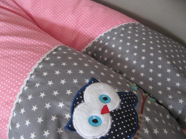 stillkissen, Rosa-Grau, Eule, 190cm Langes, Großes Lagerungskissen von Etsy - Kindertraumfabrik