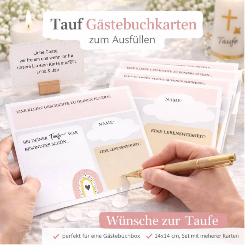 Wunschkarten Taufe Regenbogen Schnecke | Gästebuch Karten Wünsche Zur Alternative Tischdeko von Etsy - Kindsglueck