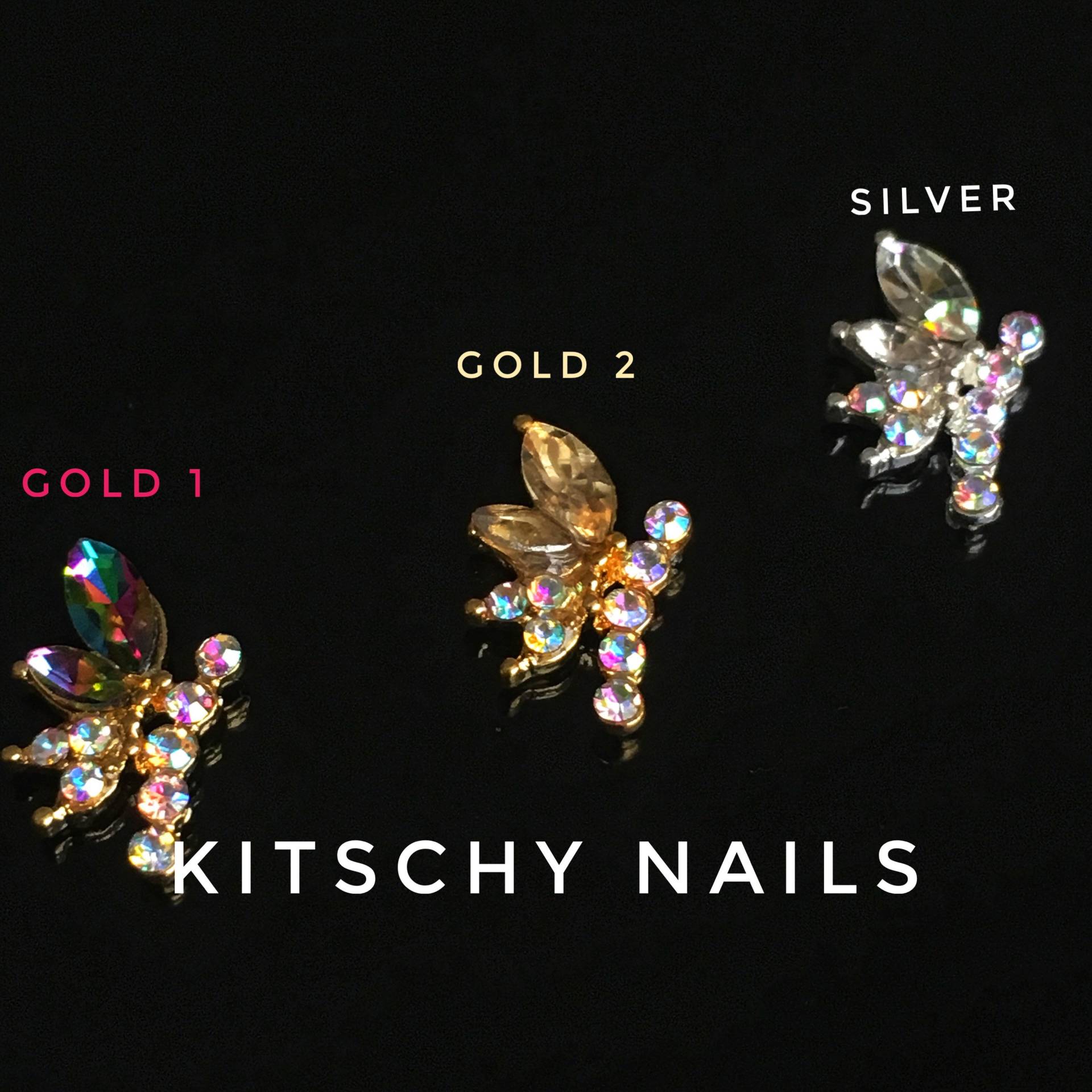 2Er Pack - Fee Nagel Charm Quarz Silber/Vergoldet | 3 Optionen von Etsy - KitschyNails