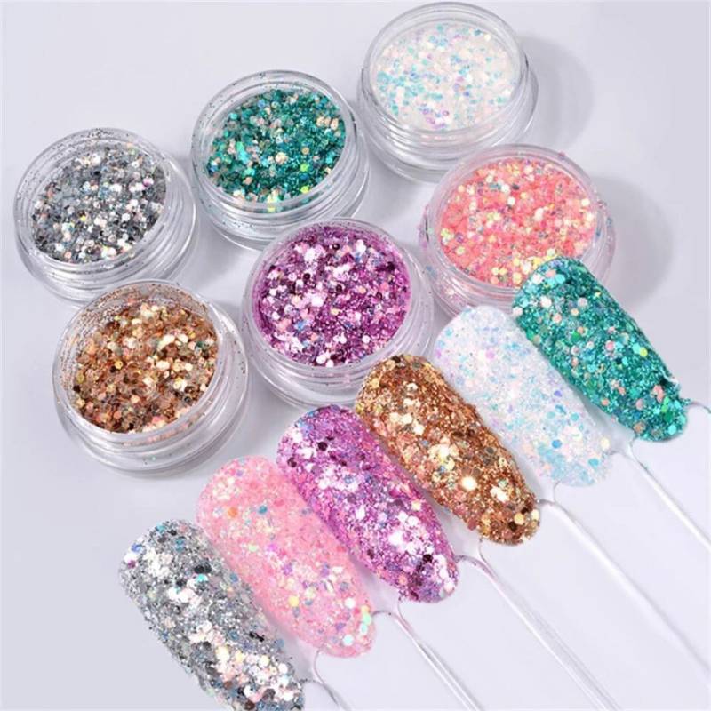 6 Teile/Satz Mixed Nail Glitter, Glänzende Bunte Nagelflocken von Etsy - KitschyNails