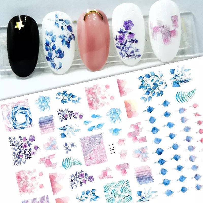 Bunte Blumen Und Pflanzen Nail Art Aufkleber von Etsy - KitschyNails