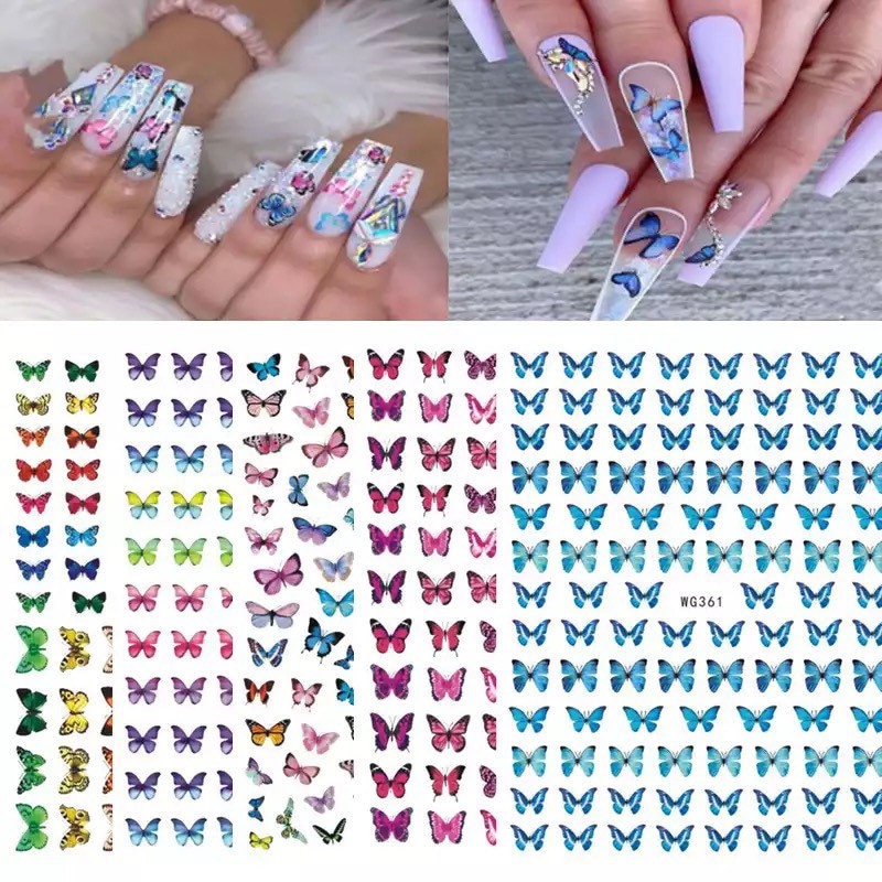 Bunte Schmetterlinge - Nail Art Sticker von Etsy - KitschyNails