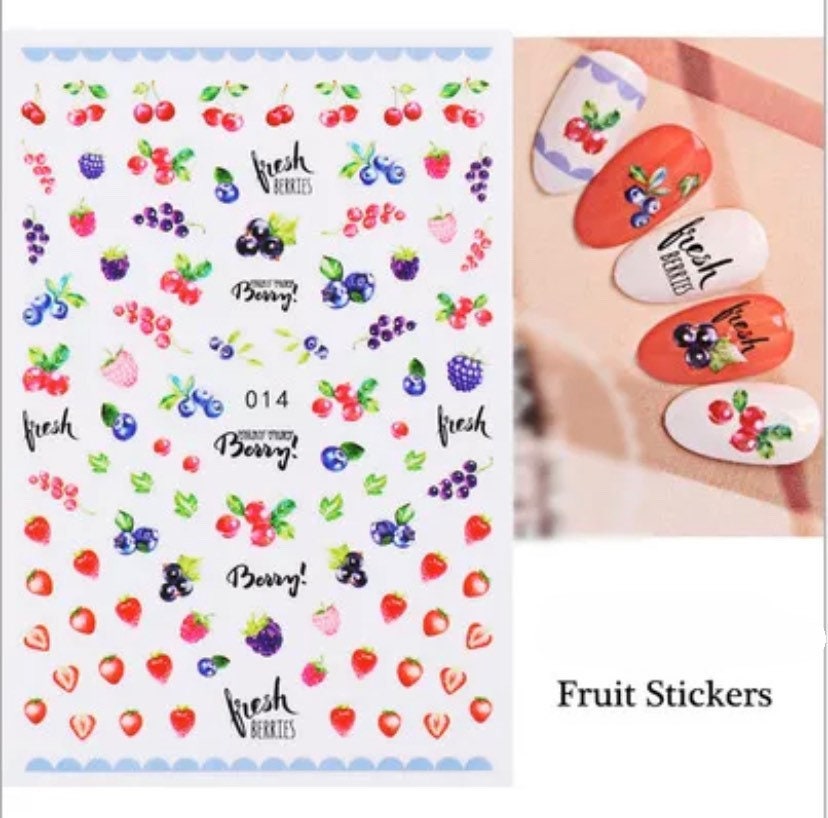 Erdbeere, Brombeere, Heidelbeere, Kirsche - Fruit Nail Art Sticker von Etsy - KitschyNails