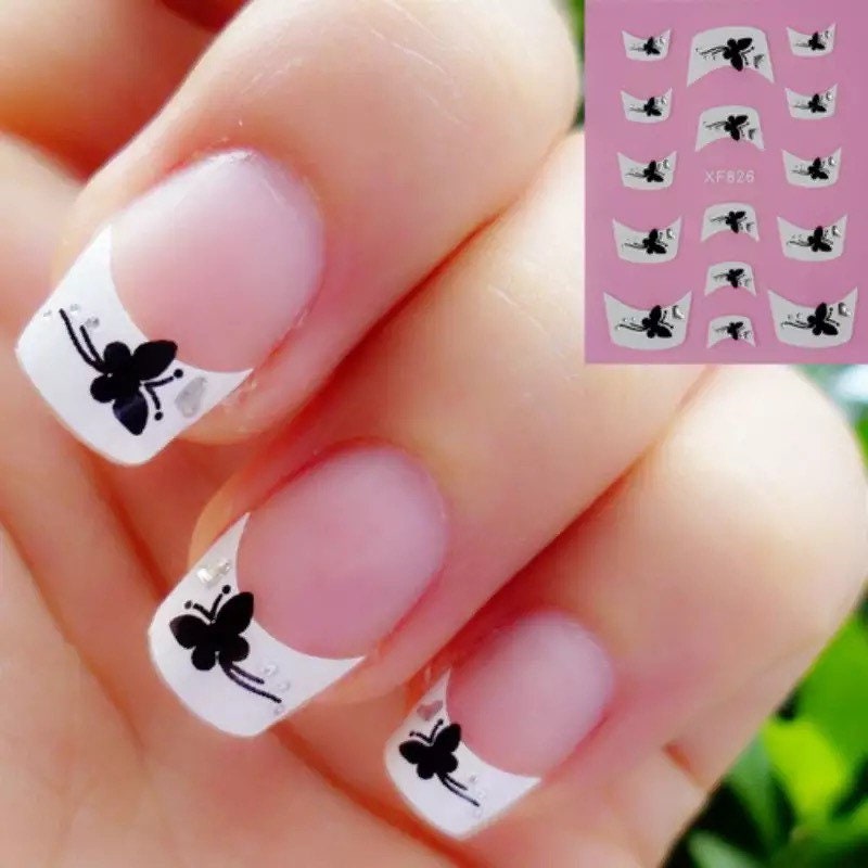 French Manicure Tip Stickers - Nail Sticker Mit Strasssteinen von Etsy - KitschyNails