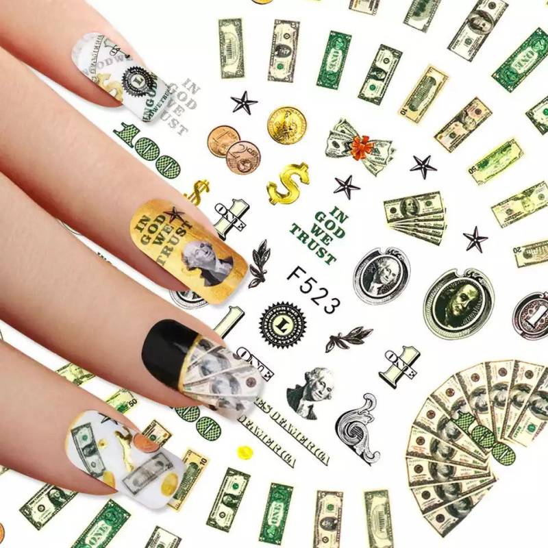 Geld, Dollar 3D Nail Art Aufkleber von Etsy - KitschyNails