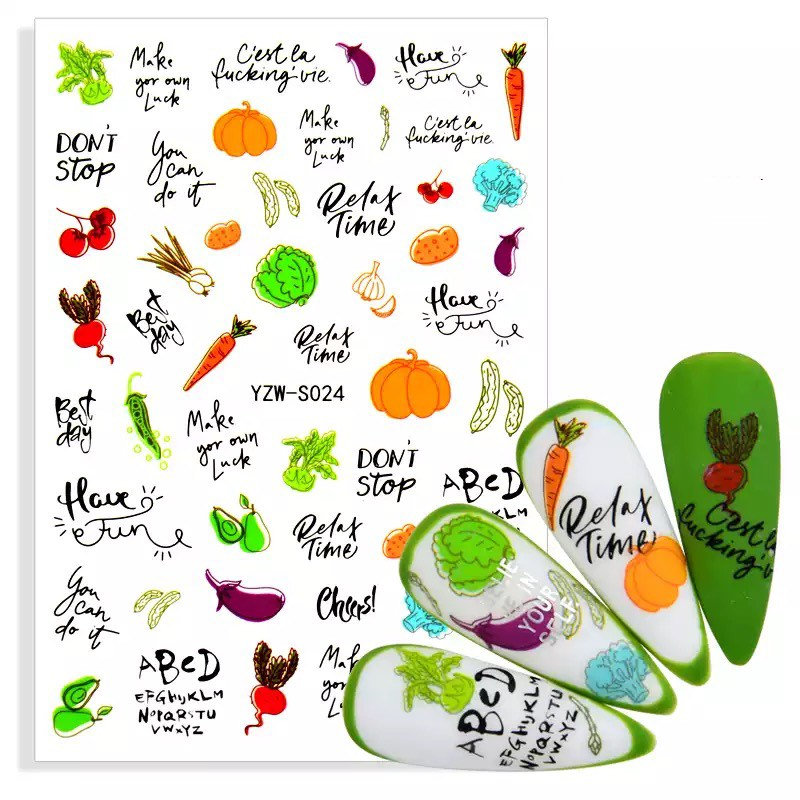 Gemüse Design 3D Nail Art Sticker von Etsy - KitschyNails