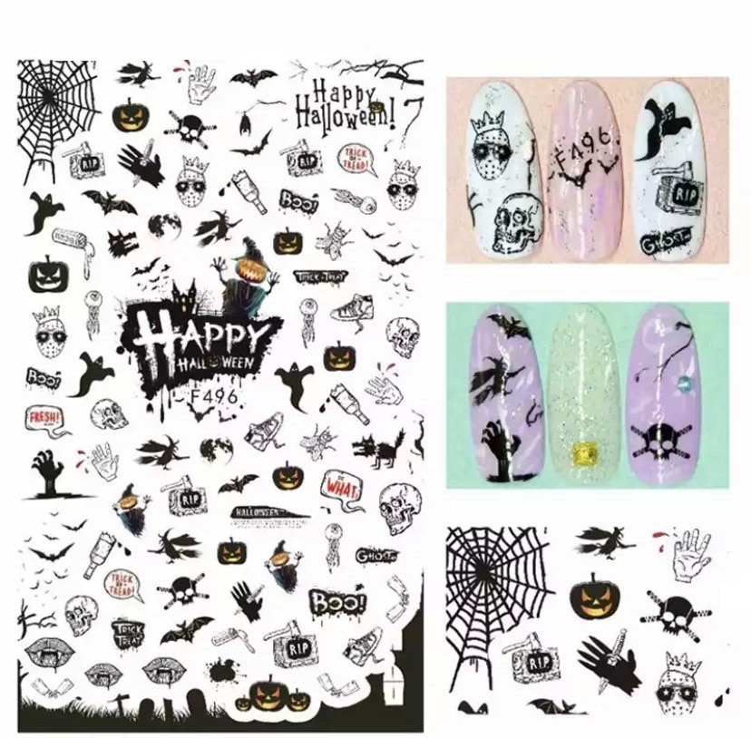 Halloween, Fledermäuse, Boo, Skull & Witches - Nail Art Set Sticker von Etsy - KitschyNails