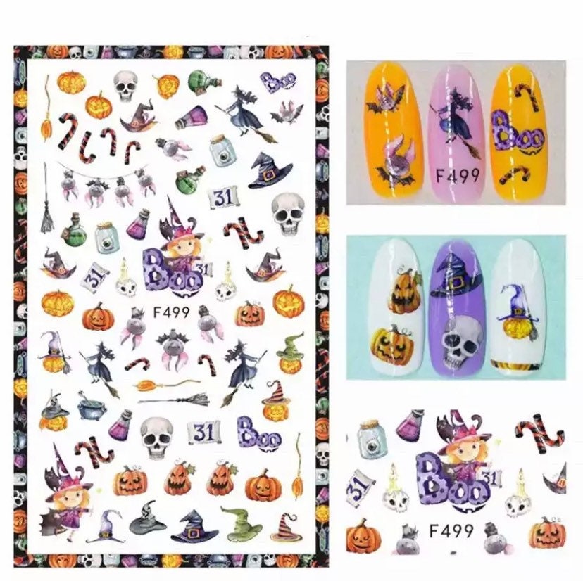 Halloween, Kürbis, Boo, Totenkopf Und Hexenhut - Nail Art Set Sticker von Etsy - KitschyNails