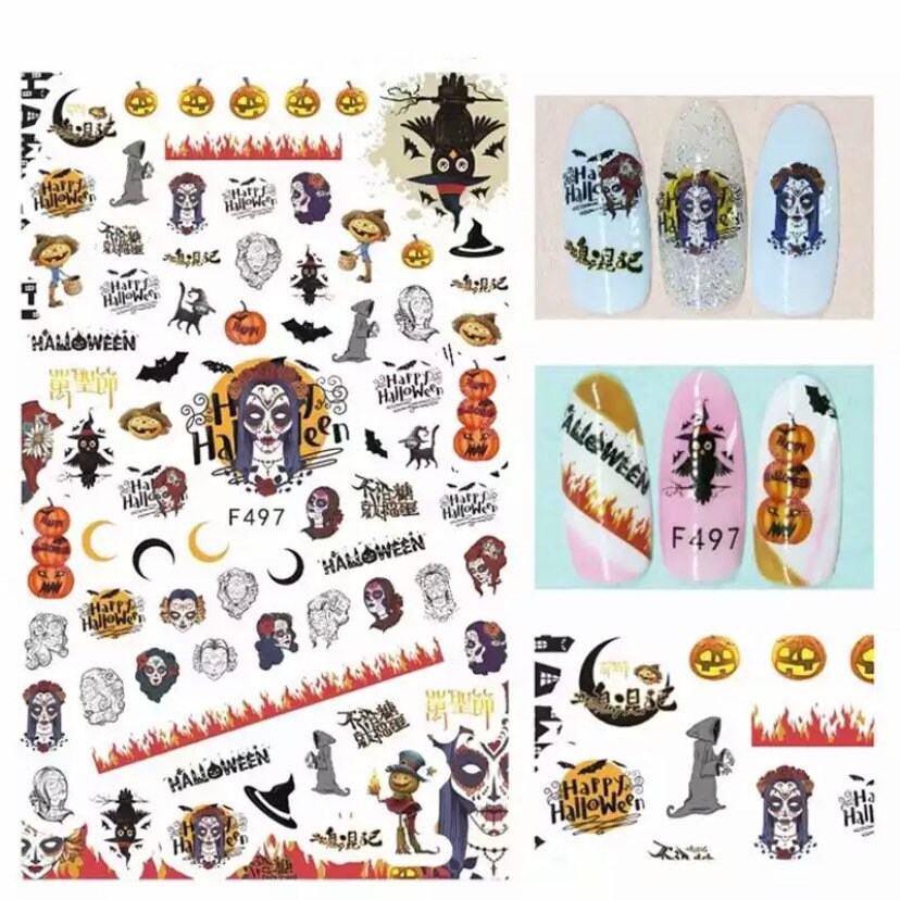 Halloween, Kürbis, Katze, Feuer Und Hexen - Nail Art Set Sticker von Etsy - KitschyNails