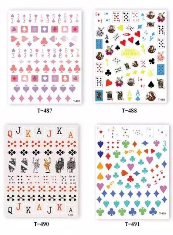 Poker Nail Art Sticker, Spielkartendesign, 3D Sticker von Etsy - KitschyNails