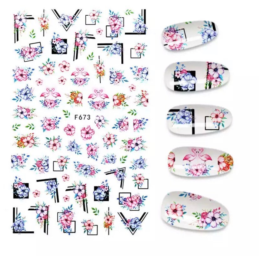 Rosa Und Blaue Blumen Nail Art Sticker Rosa Und Blaue Blumen Nail Art Sticker von Etsy - KitschyNails