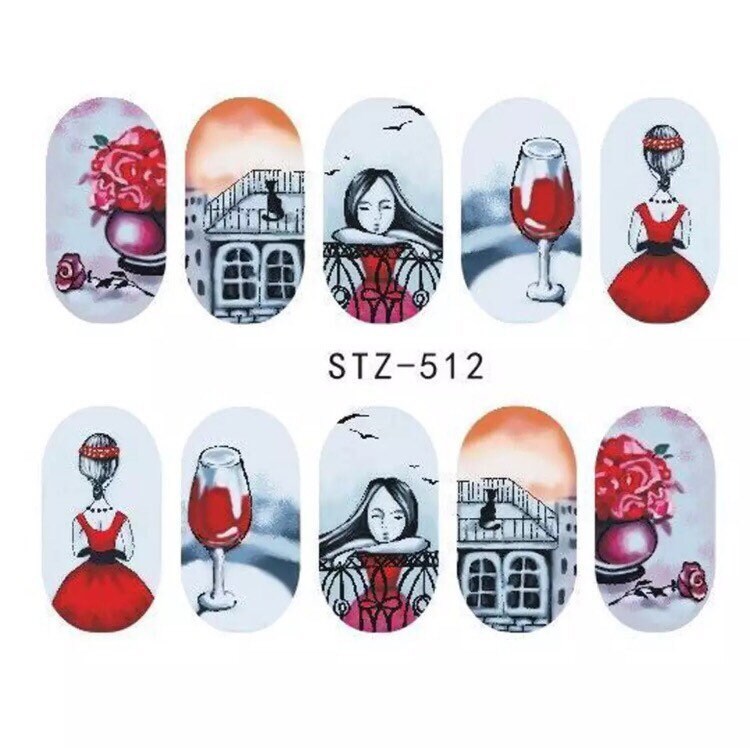 Wasser Transfer Nagel Aufkleber, Dame in Roten Kunst, Nageldekoration von Etsy - KitschyNails
