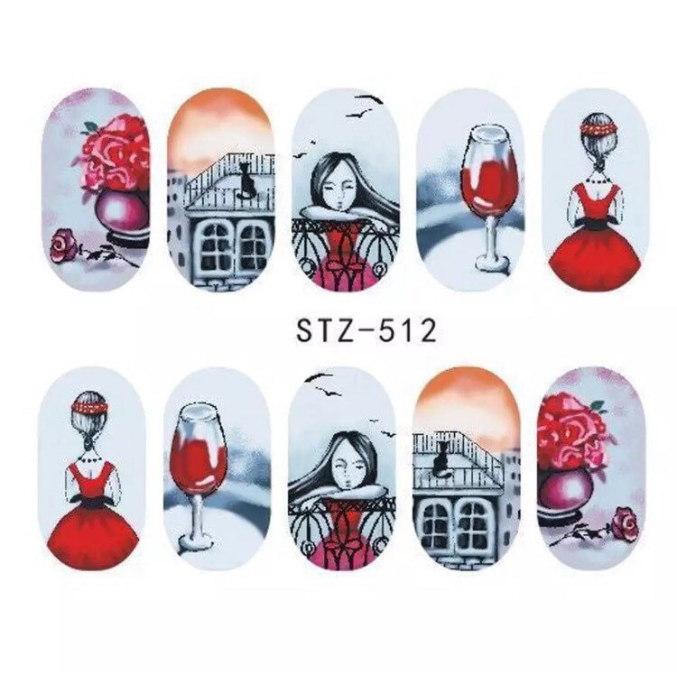 Wasser Transfer Nagel Aufkleber, Dame in Roten Kunst, Nageldekoration Wasser Transfer Nagel Aufkleber, Dame in Roten Kunst, Nageldekoration von Etsy - KitschyNails