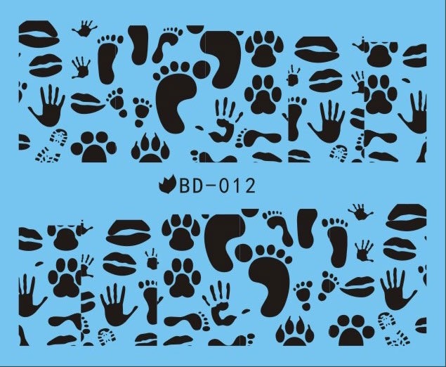 Wasser Transfer Nagel Aufkleber, Fuß Druck, Tier Pfote Und Hand Druck Nageldekoration, Schwarze Muster-Design Wasser Transfer Nagel Aufkleber, Fuß Druck, Tier Pfote Und Hand Druck Nageldekoration, Schwarze Muster-Design von Etsy - KitschyNails