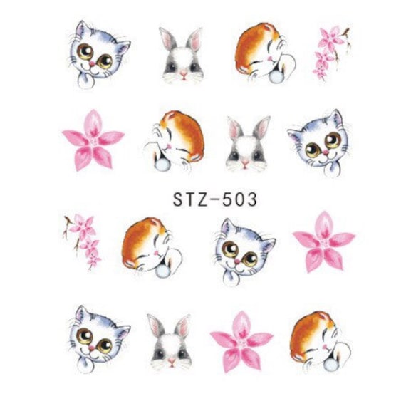 Wasser Transfer Nagel Aufkleber, Katze Design, Nail Art, Nageldekoration von Etsy - KitschyNails