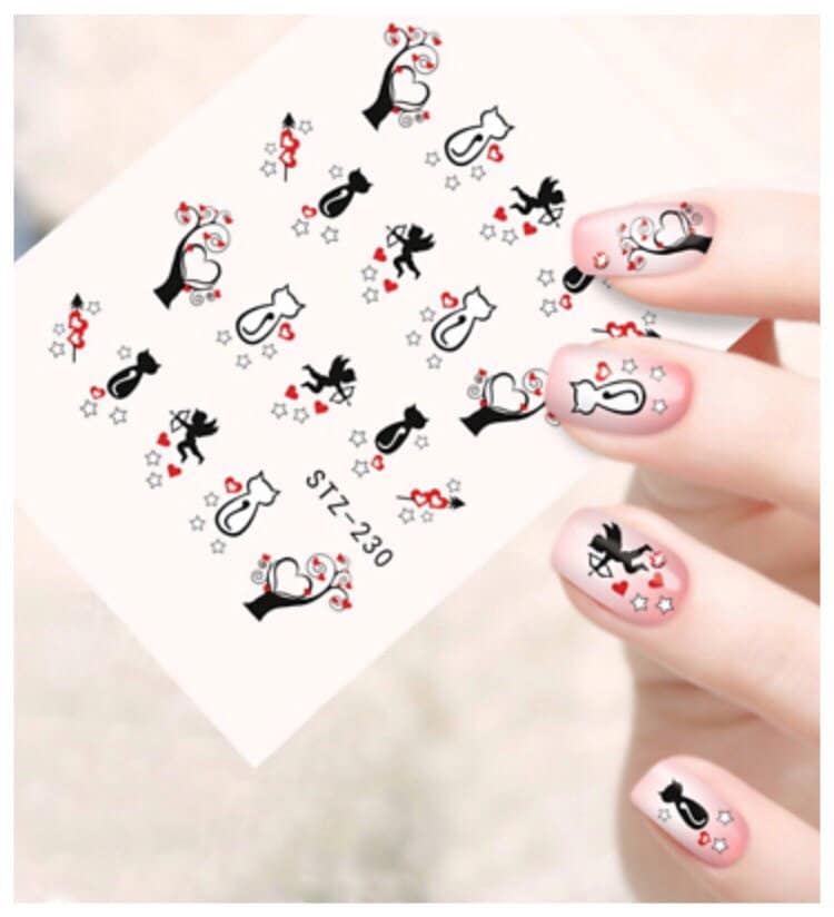 Wasser Transfer Nagel Aufkleber, Katze Mit Herzen Design, Nail Art, Nageldekoration Wasser Transfer Nagel Aufkleber, Katze Mit Herzen Design, Nail Art, Nageldekoration von Etsy - KitschyNails