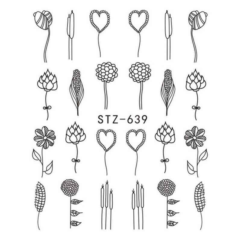 Wasser-Transfer Nagel Aufkleber, Nagelabziehbilder, Dekoration, Schwarze Blumen-Design, Linie Blume Nailart Wasser-Transfer Nagel Aufkleber, Nagelabziehbilder, Dekoration, Schwarze Blumen-Design, Linie Blume Nailart von Etsy - KitschyNails