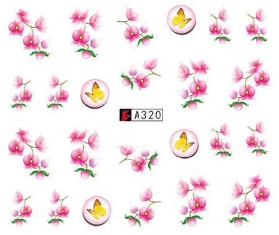 Wasser Transfer Nagel Aufkleber, Rosa Blume Und Gelb Enkschmetterling Design, Nail Art, Nageldekoration Wasser Transfer Nagel Aufkleber, Rosa Blume Und Gelb Enkschmetterling Design, Nail Art, Nageldekoration von Etsy - KitschyNails