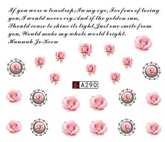 Wasser Transfer Nagel Aufkleber, Rosa Rose Und Text-Design, Nagelkunst, Nageldekoration Wasser Transfer Nagel Aufkleber, Rosa Rose Und Text-Design, Nagelkunst, Nageldekoration von Etsy - KitschyNails