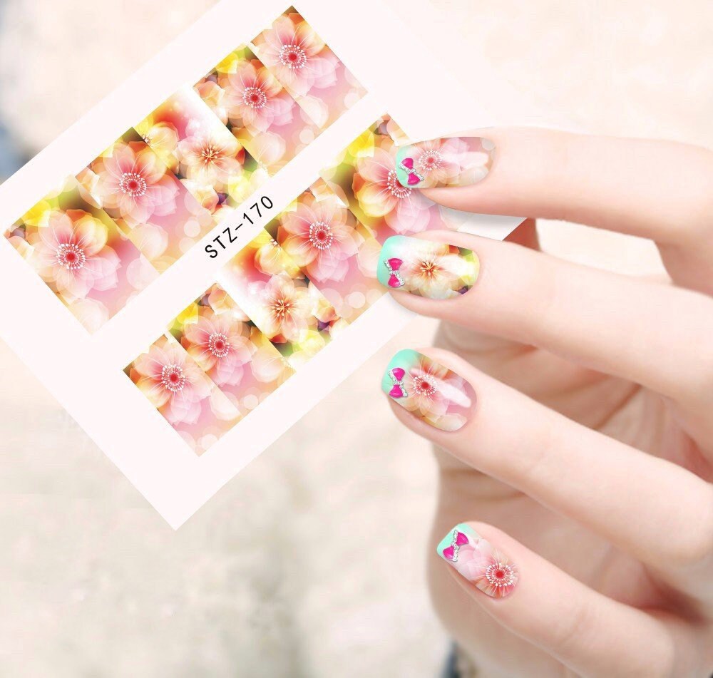 Wasser Transfer Nagel Aufkleber, Rosa Und Gelb Blume Design, Nail Art, Nageldekoration Wasser Transfer Nagel Aufkleber, Rosa Und Gelb Blume Design, Nail Art, Nageldekoration von Etsy - KitschyNails
