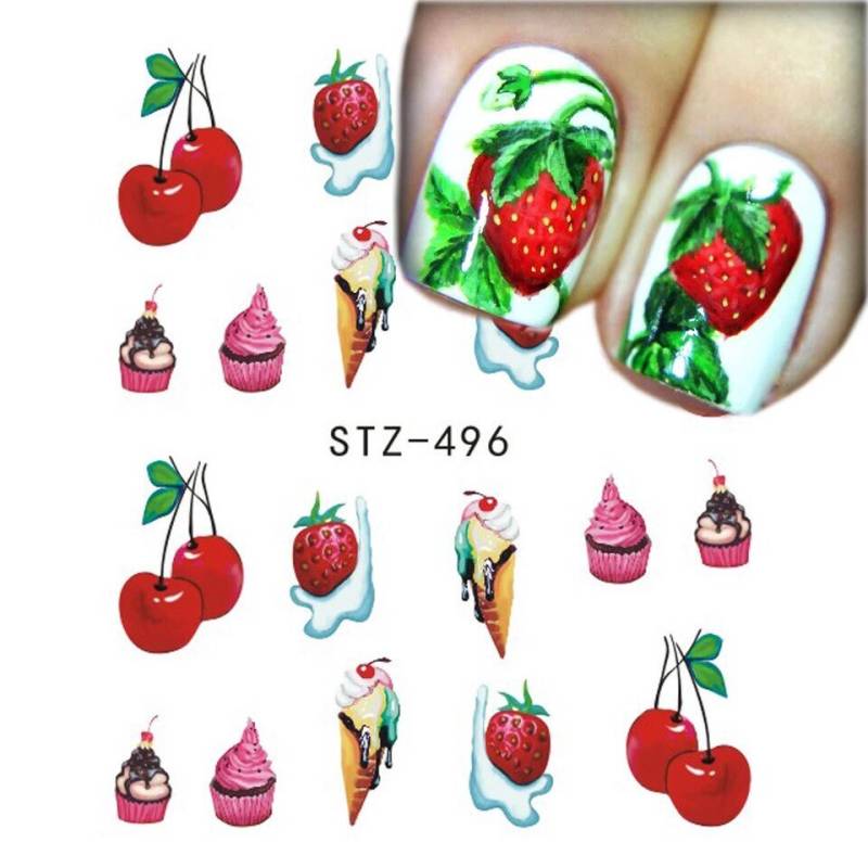 Wasser Transfer Nagel Aufkleber, Rote Kirsche, Eis Und Kuchen Design, Kirsche Nagelkunst, Nageldekoration von Etsy - KitschyNails